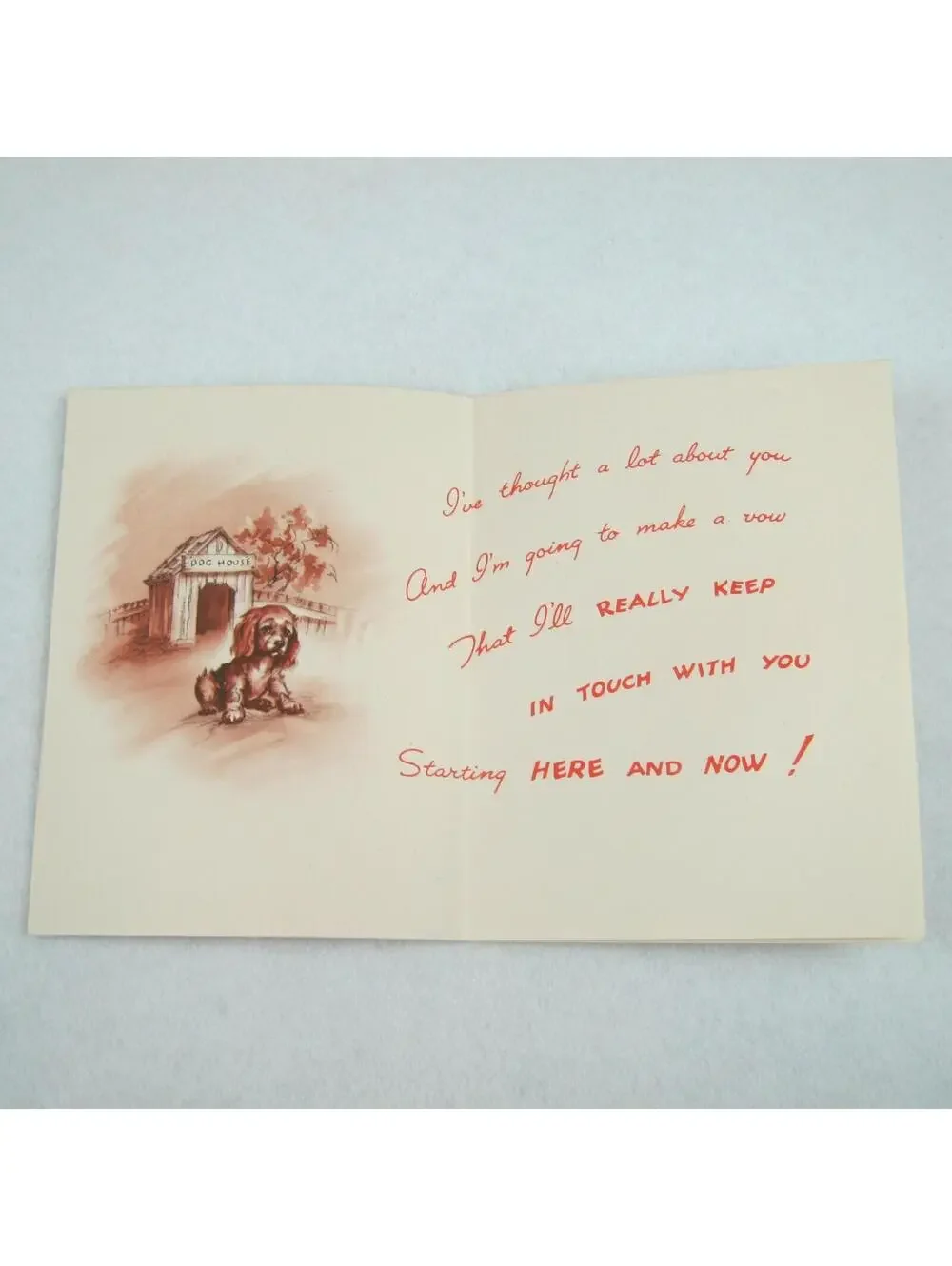 Vintage 1940s Greeting Card Funny Dog House Sorry I Haven't Written Golden Bell